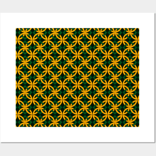 Geometric yellow and green diamond, circles and squares set collage Posters and Art